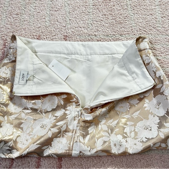 NWT J. Crew Metallic Floral A-Line Skirt Size 6 Champagne Gold Cream Office - Picture 6 of 10